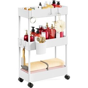 White 3-Tier Rolling Storage Cart